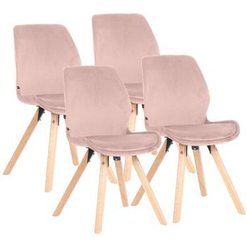 Set De 4 Sillas Luna Terciopelo Rosado 58x49x87.5 Cm Clp