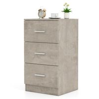 costway mesita de noche con 3 cajones mesita de noche lacada brillante comoda de noche para cama box spring 37 x 34 x 665 cm gris