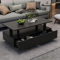 mesa de centro led negra de acrilico 100 x 50 x 42 cm con almacenaje