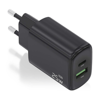 aisens - cargador gan 25w 1xusb-c pd30 1xusb-a qc30 negro