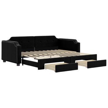 Sofá Cama | Cama Para Adultos Nido Con Cajones Tela Negro 80x200 Cm