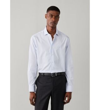 Hackett London para hombre. HM3010878 camisa rayas finas city fit clásico azul (M), Casual, Algodón, Manga larga