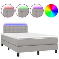 estructura de cama led con cabecero con somier y cubrecolchon 120x200 cm tela gris claro tdl0207894