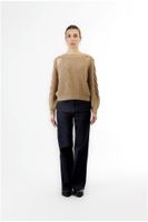 jersey de cuello redondo con aberturas en los hombros camel l