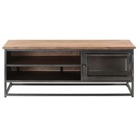 mesa de centrormesa auxiliarrmesa de cafe de madera maciza de acacia gris 90x50x35 cm
