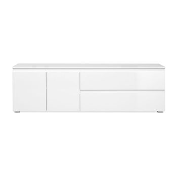 Mueble de TV con 2 puertas, 1 estante y 2 cajones L180 cm - Blanco
