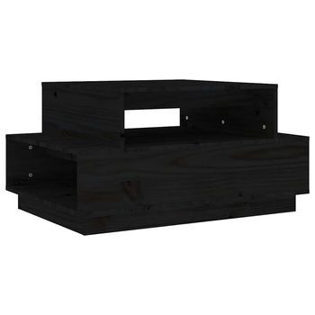 Mesa De Centro Madera Maciza De Pino Negro 80x55x40,5 Cm Vidaxl