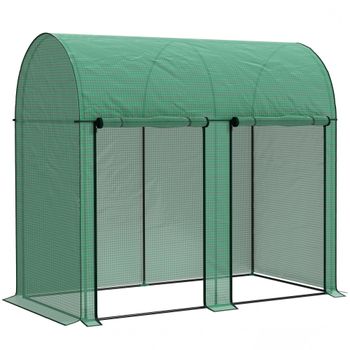 Outsunny Invernadero de Exterior con 2 Puertas Enrollables con Cremallera Marco de Acero y Cubierta de PE 200x100x178 cm Verde