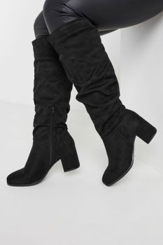 Limited Collection Botas Negras Drapeadas Con Tacón