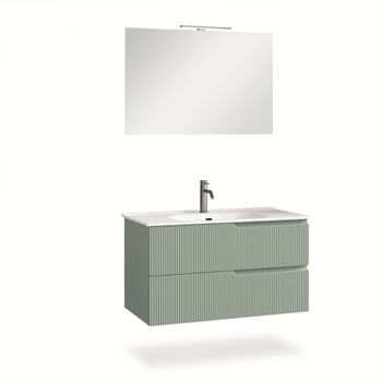 Mueble de baño de 4 piezas en mdf verde salvia
