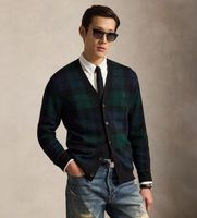 polo ralph lauren para hombre 710b23895001 cardigan de lana con cuadros negro m casual manga larga