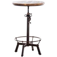 mesa alta en madera maciza y metal bronce regulable en altura estilo industrial tab10065