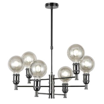 Lámpara de araña grafito 6 luces negro de metal retro