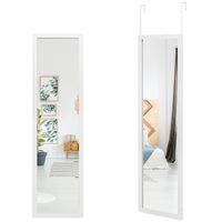 costway espejo de cuerpo entero montado a la pared con ganchos para puerta espejo para dormitorio salon vestidor vestibulo 33 x 119 cm blanco