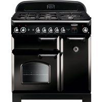 rangemaster classic 90 dual fuel range cooker - black  chrome black