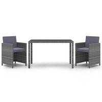 set comedor para jardin 3 piezas  mueble de jardin y cojines ratan sintetico gris