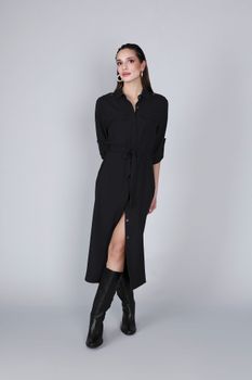 vestido camisero con fajín black