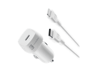 cargador usb para coche - cellularline car charger kit ultrarrapido 20 w para iphone con cable 100 cm tipo c a lightning blanco