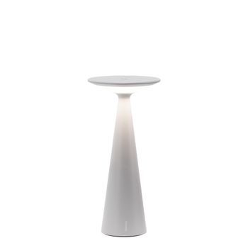 Zafferano Damina - Lámpara De Mesa Led Recargable, Regulador Táctil, 8 H De Duración De La Batería, Ip65 - Inalámbrica, Acabado En Aluminio Gris