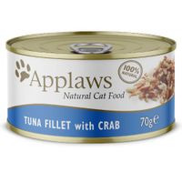 applaws cat food cans 70g - tuna  fish in broth - tuna fillet with crab 6 x 70g