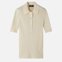 apc danae ribbed cotton-jersey polo top - l