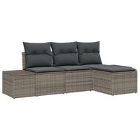 conjunto de sofa de jardin con cojin 4 piezas  mueble de jardin gris ratan sintetico