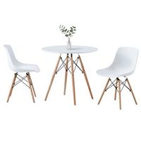 conjunto cocina mesa round tower y 2 sillas melamina blanco y madera claro