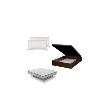 Pack Canapé De Madera Wengué + Colchón Pro Nature + Almohada Fibra - Envío Y Montaje Incluidos - 90x190cm