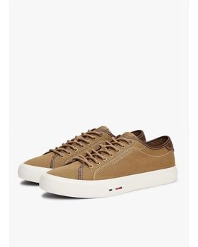 de TOMMY HILFIGER TH HI VULC STREET CANVAS MARRON