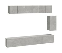 set de muebles de tv 6 piezas madera contrachapada gris hormigon