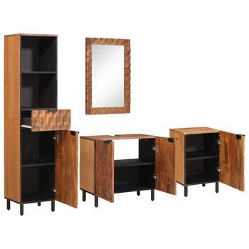 Juegos De Baño 4 Uds. Madera De Acacia Marrón Vidaxl