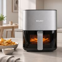 freidora de aire rouny de 5l con ventana visible horno freidora de aire caliente sin aceite con caja de vapor control tactil y 8 programas de coccion preestablecidos
