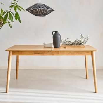 Mesa de comedor rectangular extensible de 6-8 plazas, natural