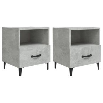 Pack 2 Uds Mesitas De Noche | Armario De Noche | Mesa De Noche Madera Contrachapada Gris Hormigón