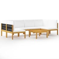muebles de jardin 7 pzas cojines crema madera maciza de acacia vidaxl