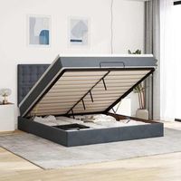vidaxl estructura cama otomana colchones terciopelo gris oscuro