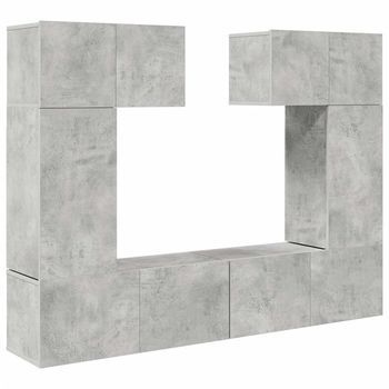 Set Muebles De Salón Tv 6 Pzas Madera Ingeniería Gris Hormigón Vidaxl