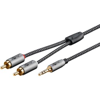 Cable adaptador de audio Goobay 65288 3,5mm macho a 2x RCA macho 2 m negro/plata