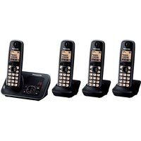 panasonic kx-tg6624eb cordless phone with answering machine - quad handsets black