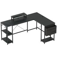 homcom escritorio esquinero modular reversible 168-240 cm estilo industrial - estante regulable bolsa de almacenamiento soporte para monitor   aosom espana