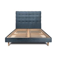 cama 2x90x200 cm con cabecero tapizado - tejido lienzo mate