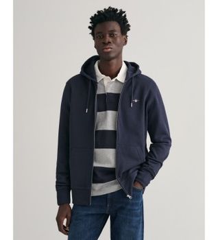 Gant para hombre. 2007059 Sudadera con capucha y cremallera Shield marino (S), Casual, Algodón, Manga larga