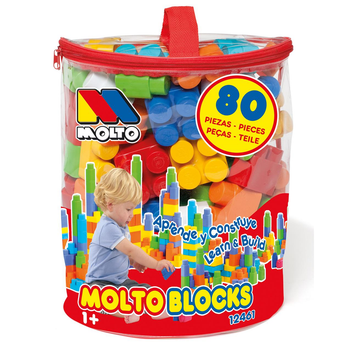 Molto - Bolsa construcción Molto roja con 80 piezas (12461)