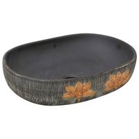 lavabo sobre encimera  lavabo de bano moderno ovalado ceramica gris y negro 59x40x14 cm
