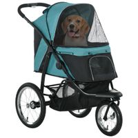 pawhut carrito para perros plegable proteccion solar ventanas de malla cesta de almacenamiento verde oscuro 111x58x107 cm   aosom espana