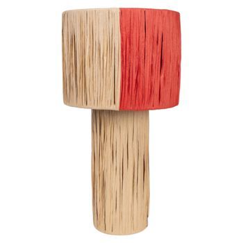 Lampara Base Natural Pantalla Colores Cuerda