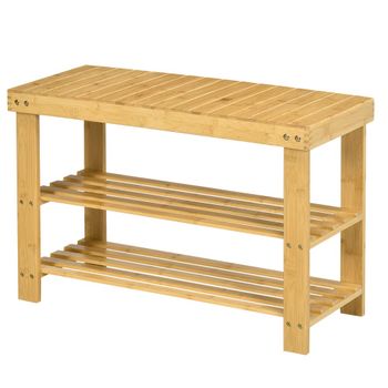 Banco zapatero 70x28x45 cm madera natural
