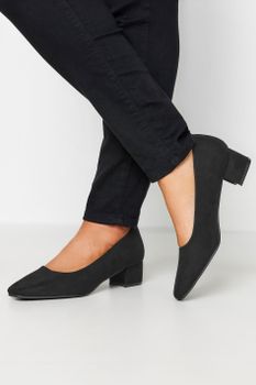 Zapatos De Salón Negros De Antelina Con Tacón De Bloque En Ancho Especial