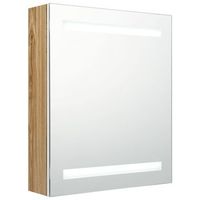 armario de bano  mueble bano con espejo led blanco y roble 50x14x60 cm