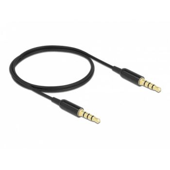Cable conector estéreo 3,5 mm 4 pines macho a macho DeLOCK Ultra Slim 0,5 m negro